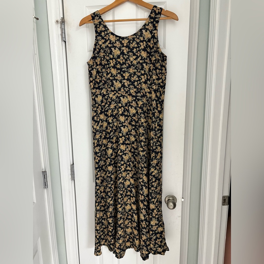 Floral Maxi Dress - Black and Tan